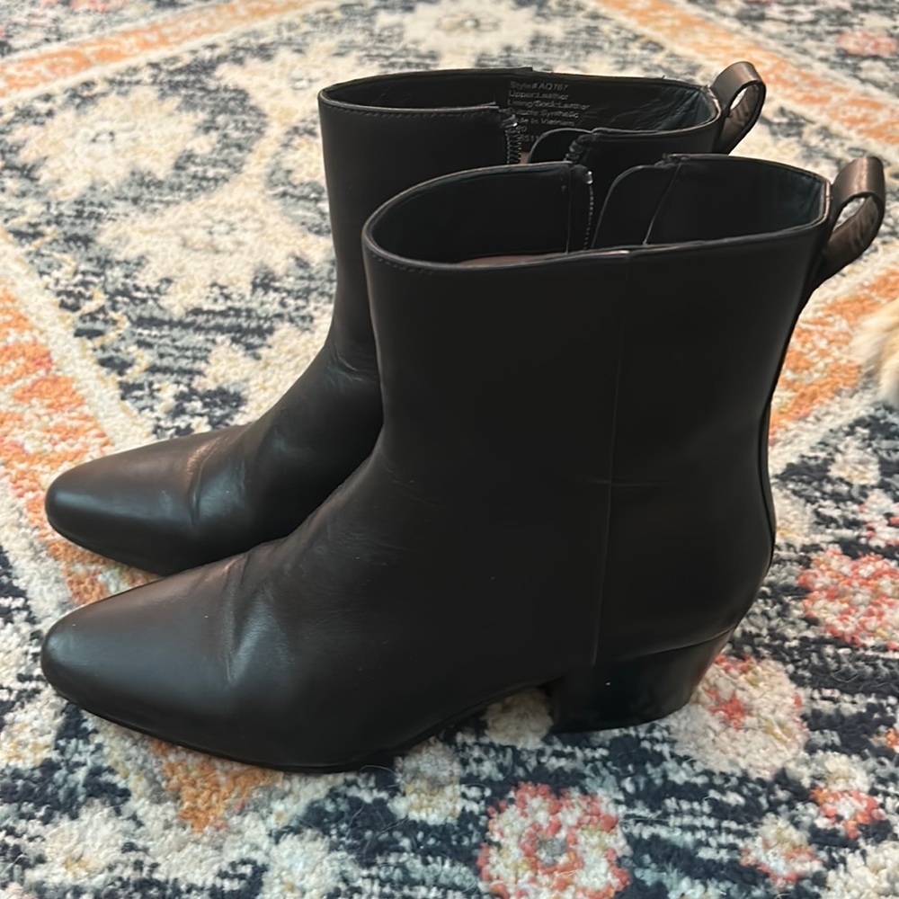 Jcrew black leather ankle boots